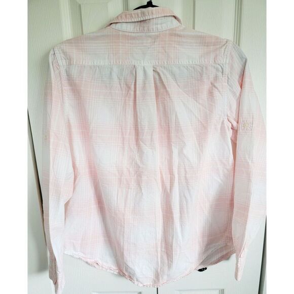 Lauren Ralph Lauren M Pink White Rolltab Long Sleeve Button Up Shirt - Picture 2 of 7